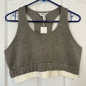 SPANX Heather Gray and Cream Sports Bra